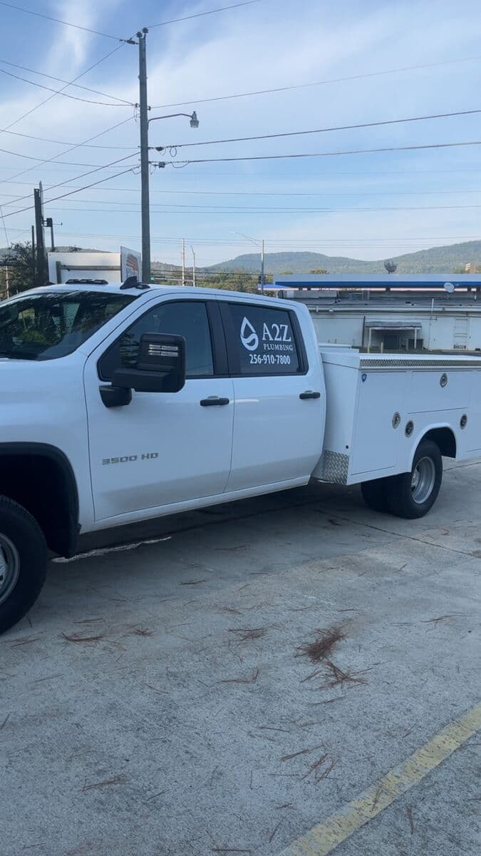 A2Z Plumbing service truck in Huntsville